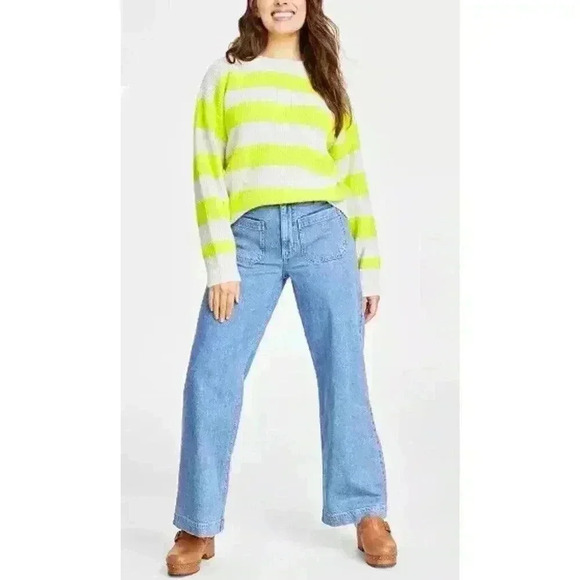 On 34th Plus Size Crewneck Long‎ Sleeve Yellow Beige Cream Combo Size 1X - Picture 1 of 5